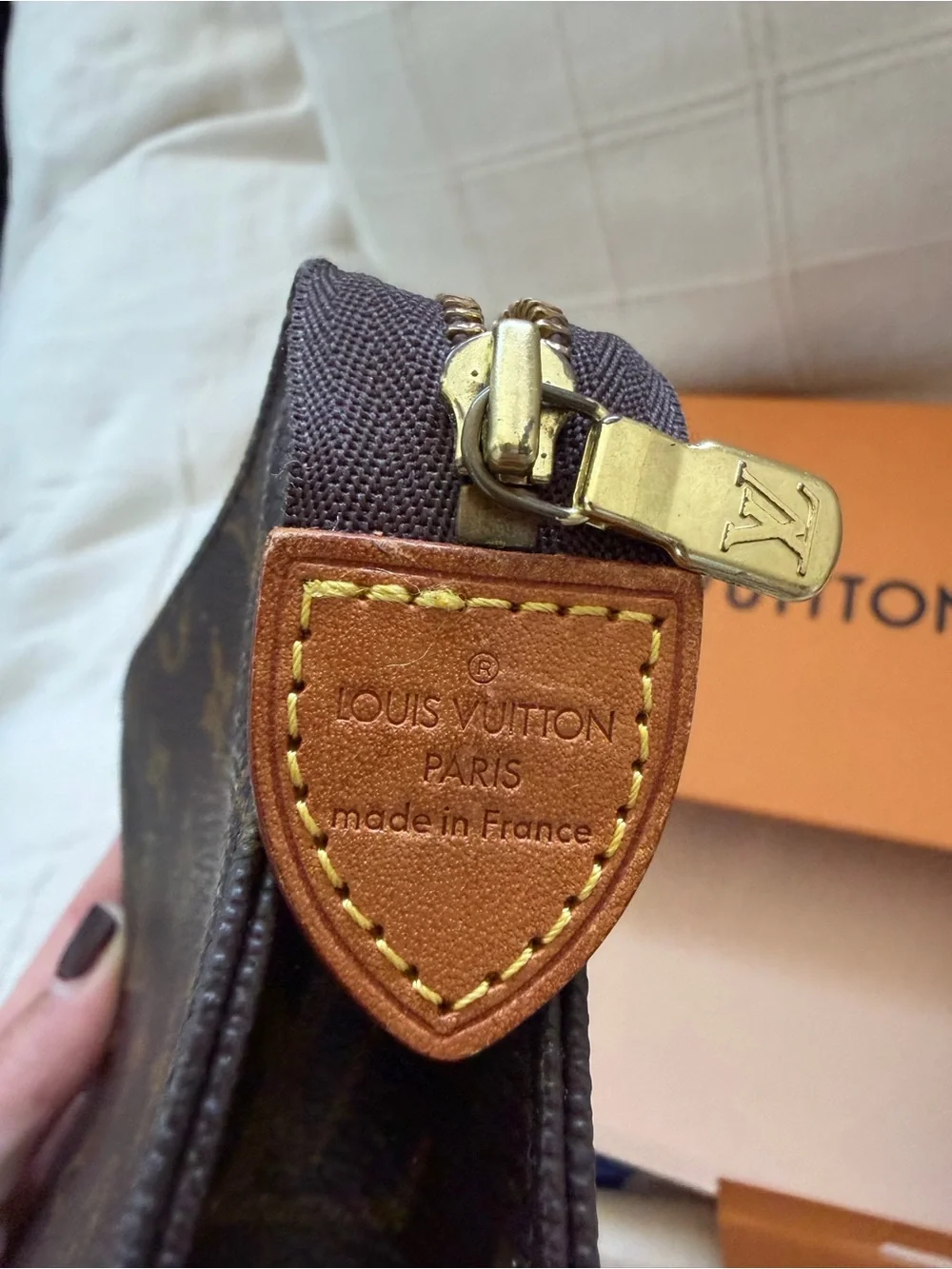 Louis Vuitton Brown Monogram Canvas Zip Pouch with Gold Hardware